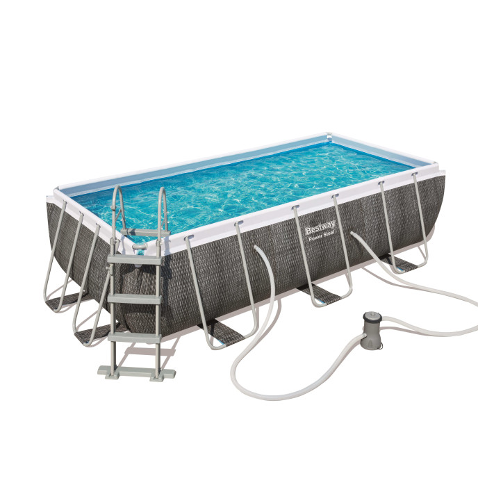 Piscine Tubulaire Rectangle 404 X 201 X H 100 Cm Power Steel Rotin