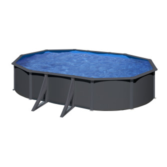 Piscine acier Gré ovale Louko 7,44 x 3,99 x H.122 cm - Filtre à sable