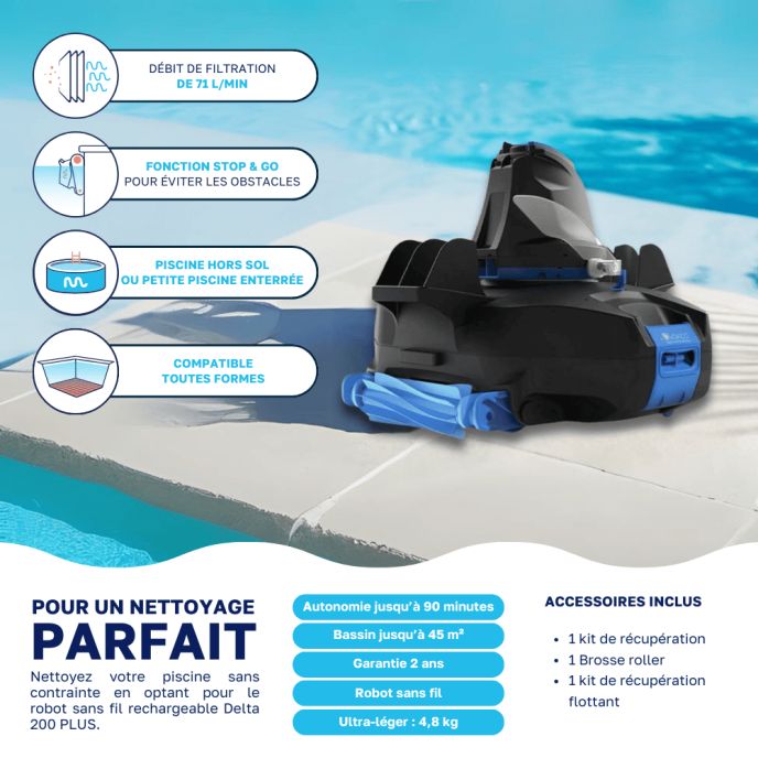 Robot piscine sans fil Delta 200 PLUS