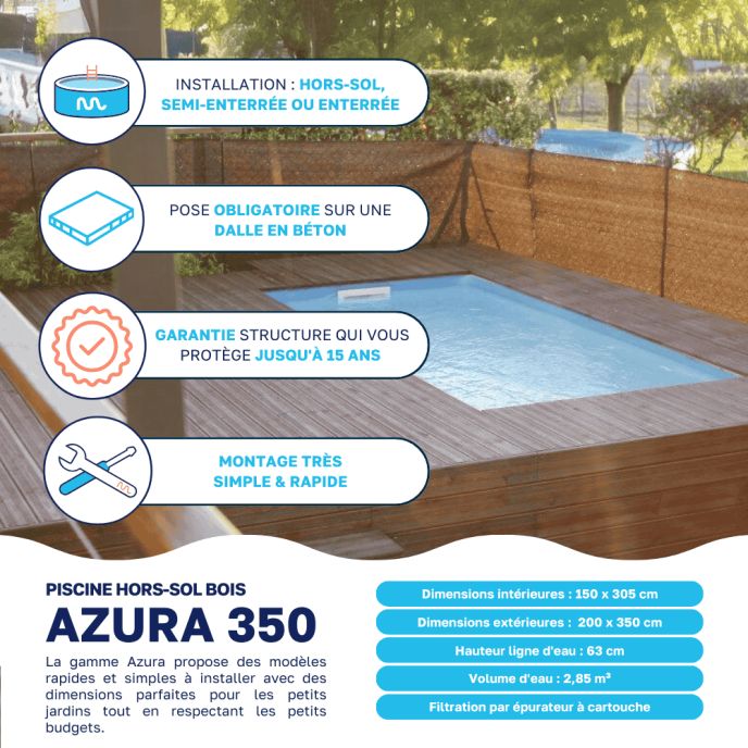 Piscine Bois - Azura 200 x 350 x H 71 cm