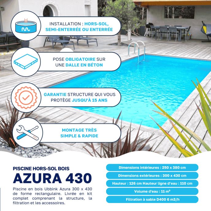 Piscine bois Azura 300 x 430 x H 126 cm