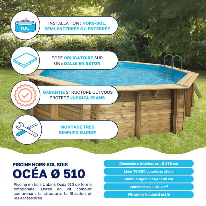 Piscine bois Océa Ø 510 x H 120 cm