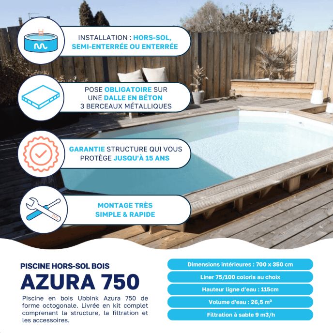 Piscine bois Azura 400 x 750 x H 130 cm