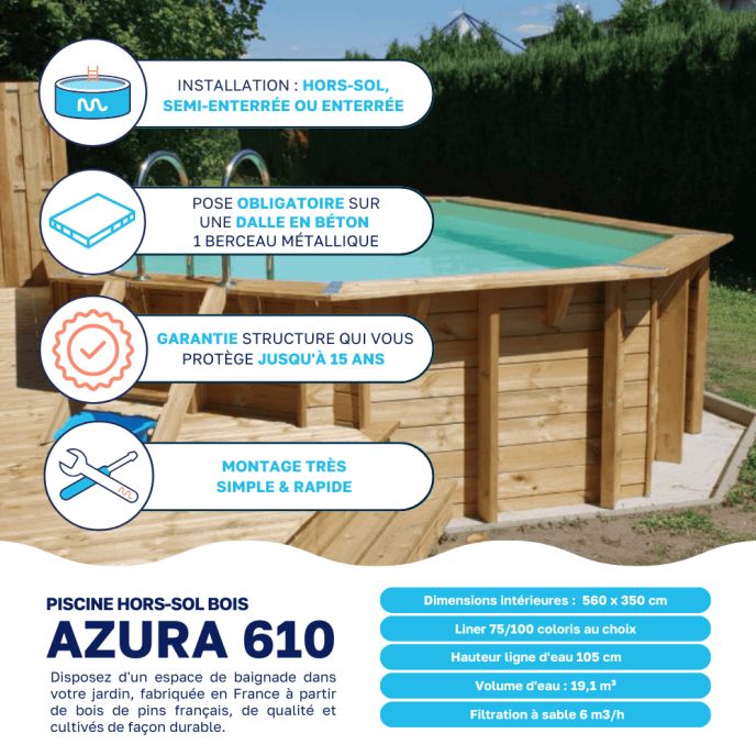 Piscine bois Azura 610 x 400 x H 120 cm