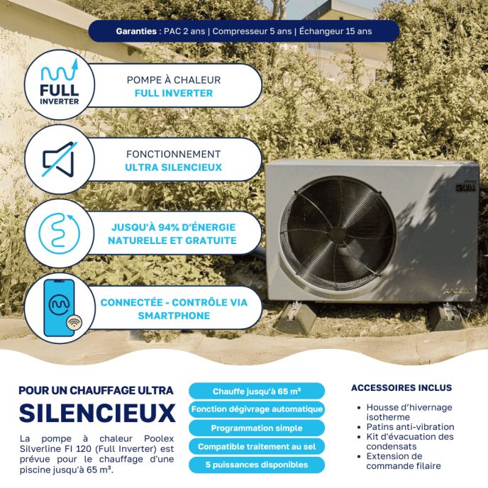 Pompe à chaleur Poolex Silverline Fi 120 Full Inverter