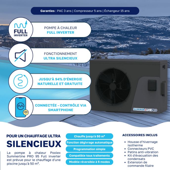 Pompe à chaleur Poolex Summerline PRO 95 Full inverter 9.5 kw