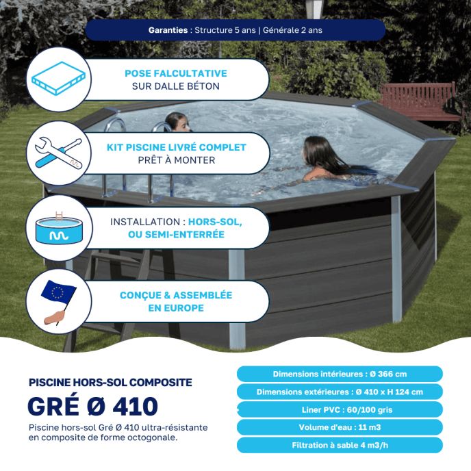 Piscine composite Gré Ø 410 x H 124 cm