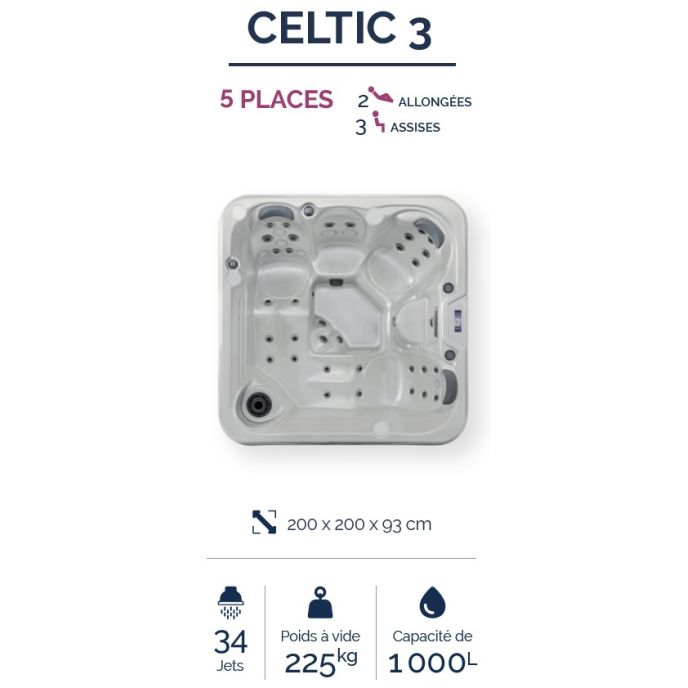 Pack spa rigide Celtic 3 avec pompe à chaleur