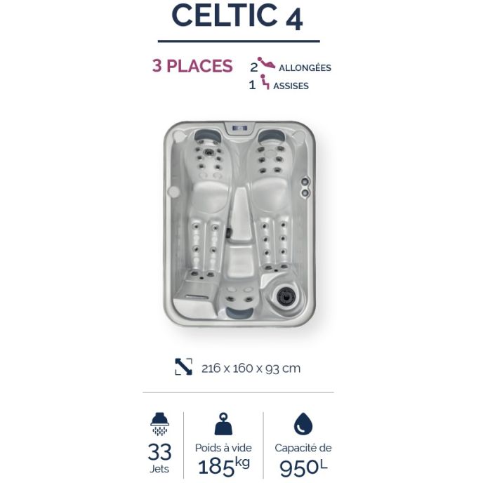 Pack spa rigide Celtic 4 avec pompe à chaleur