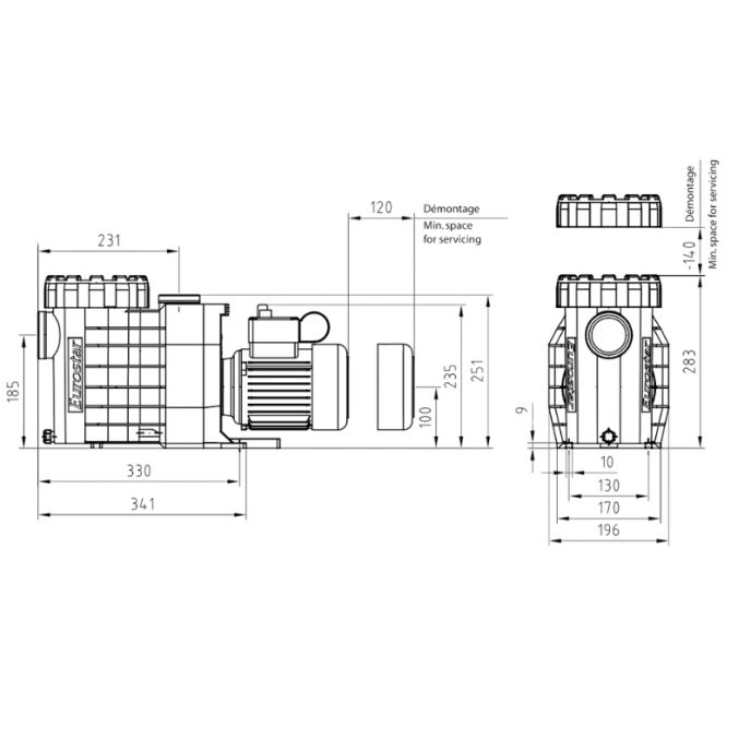 Pompe Piscine BWT Eurostar II 0,50 cv mono